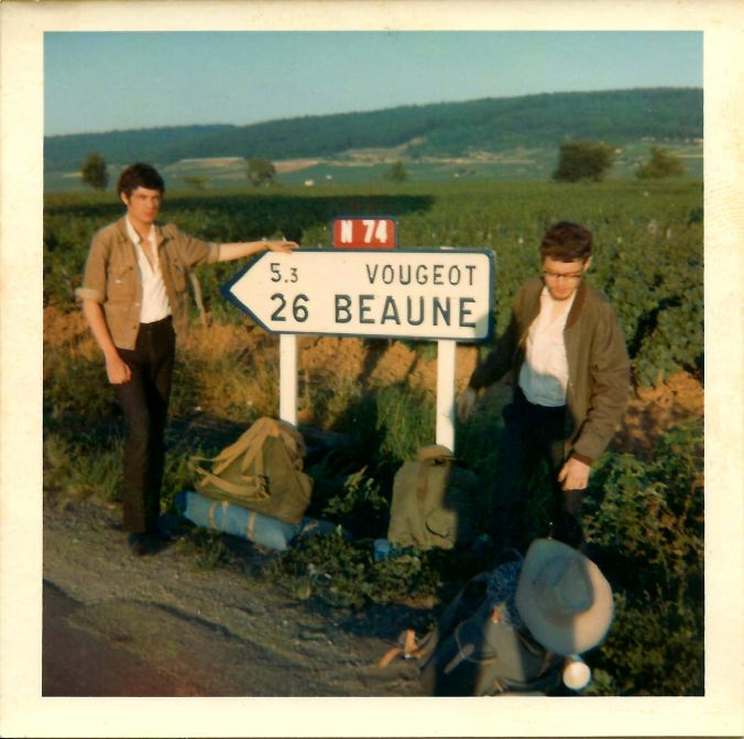 Pete and Keith opposite the shelter we slept in. 6 a.m. 16th July 1969.