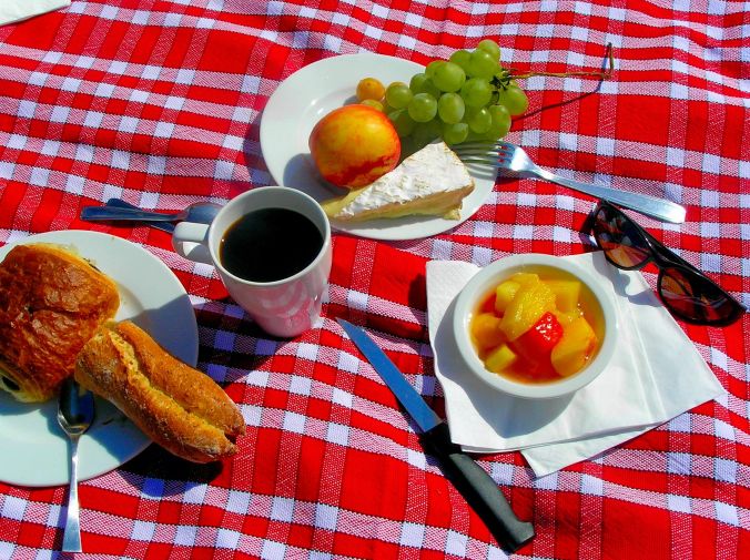 Castelnau des Fieumarcon Breakfast. A somewhat haphazard but nevertheless delicious petit déjeuner on the lawn at Castelnau des Fieumarcon on the second morning of a three day wedding celebration. https://witness.theguardian.com/assignment/5527a750e4b04e9a7cbb7779/1486978