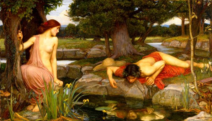 Echo And Narcissus (Digitally Enhanced) by John William Waterhouse (1903). Born January/April 1849; died 10 February 1917.